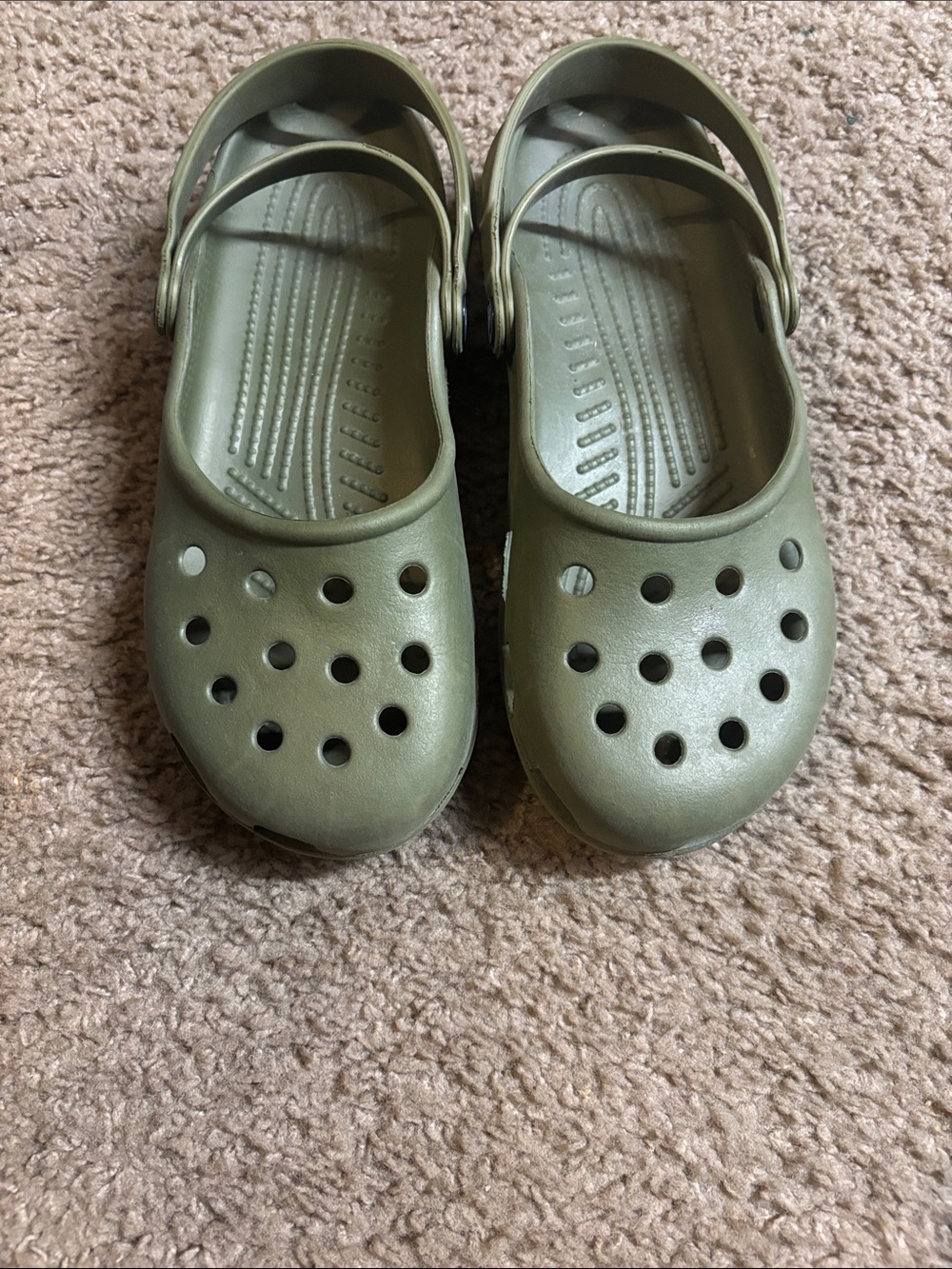 Crocs Mary Jane Double Strap army Green Comfort Clogs women's 10